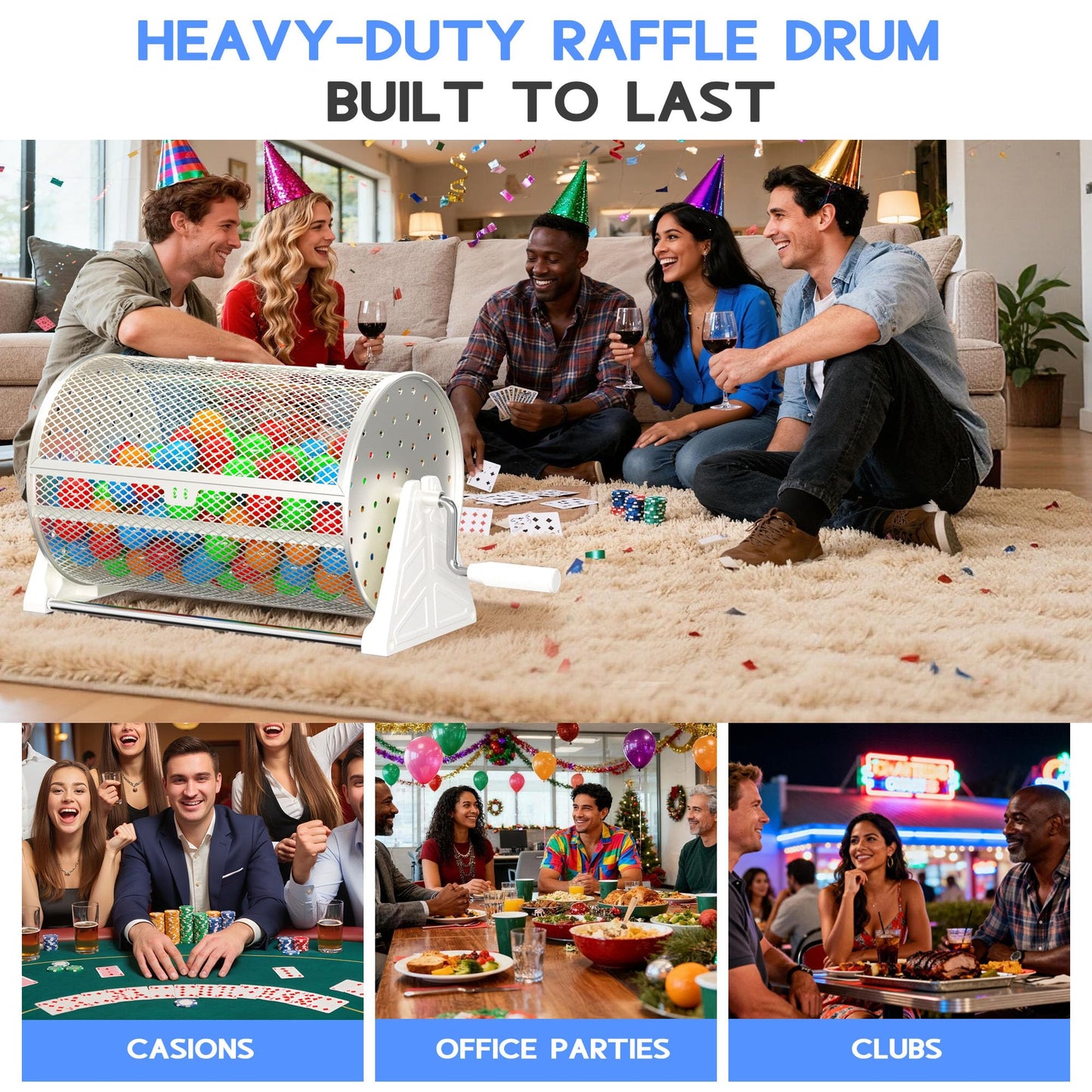 ArtiSpin 19×12-Inch Raffle Drum with Detachable Tripod Base – Holds 8,000 Tickets or 250 Balls
