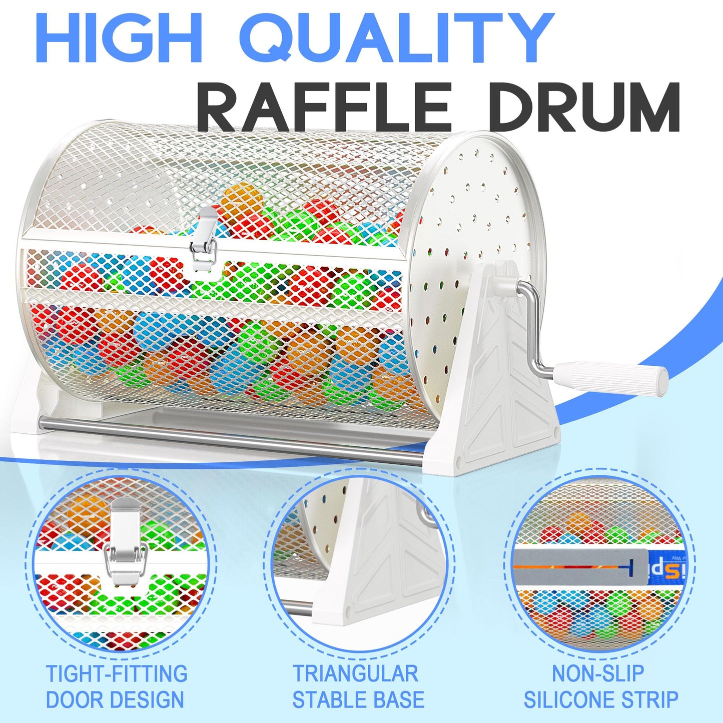 ArtiSpin 19×12-Inch Raffle Drum with Detachable Tripod Base – Holds 8,000 Tickets or 250 Balls