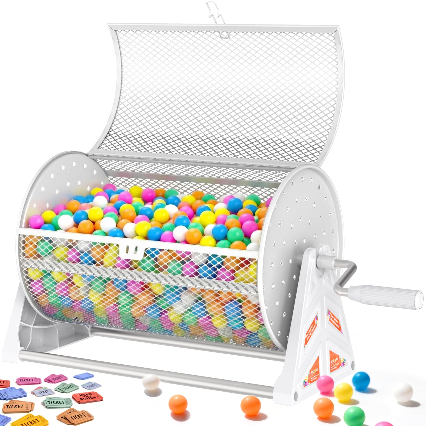 ArtiSpin 19×12-Inch Raffle Drum with Detachable Tripod Base – Holds 8,000 Tickets or 250 Balls