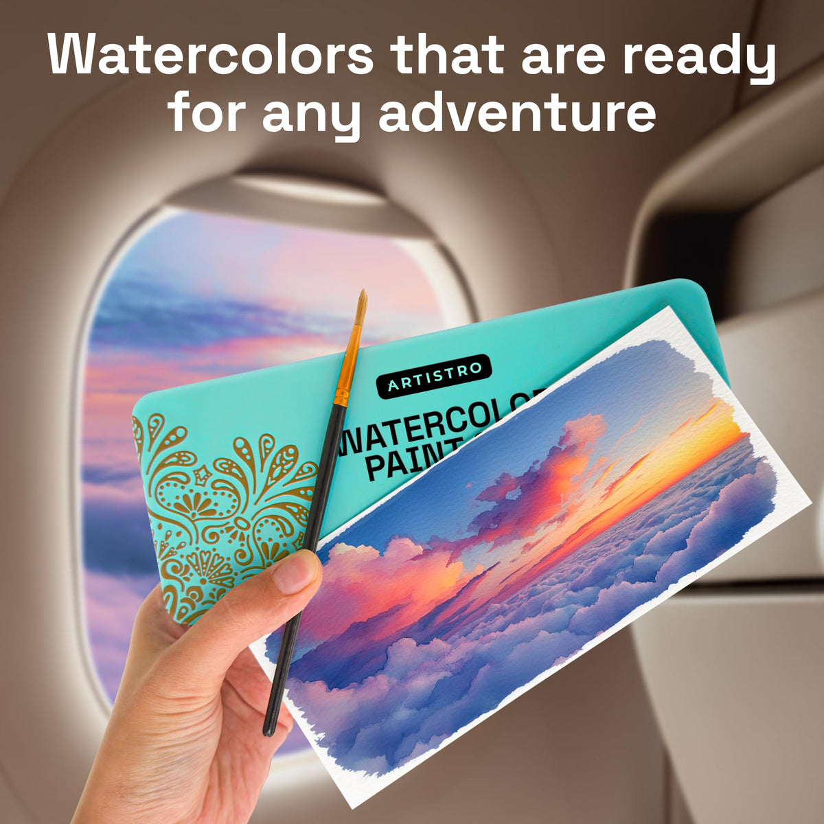 ARTISTRO 50 Watercolor Paint Set – Portable Travel Kit for All Ages