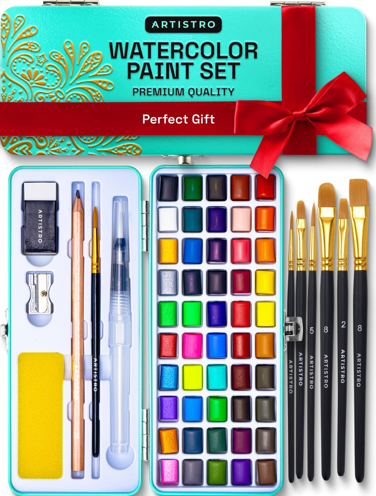ARTISTRO 50 Watercolor Paint Set – Portable Travel Kit for All Ages