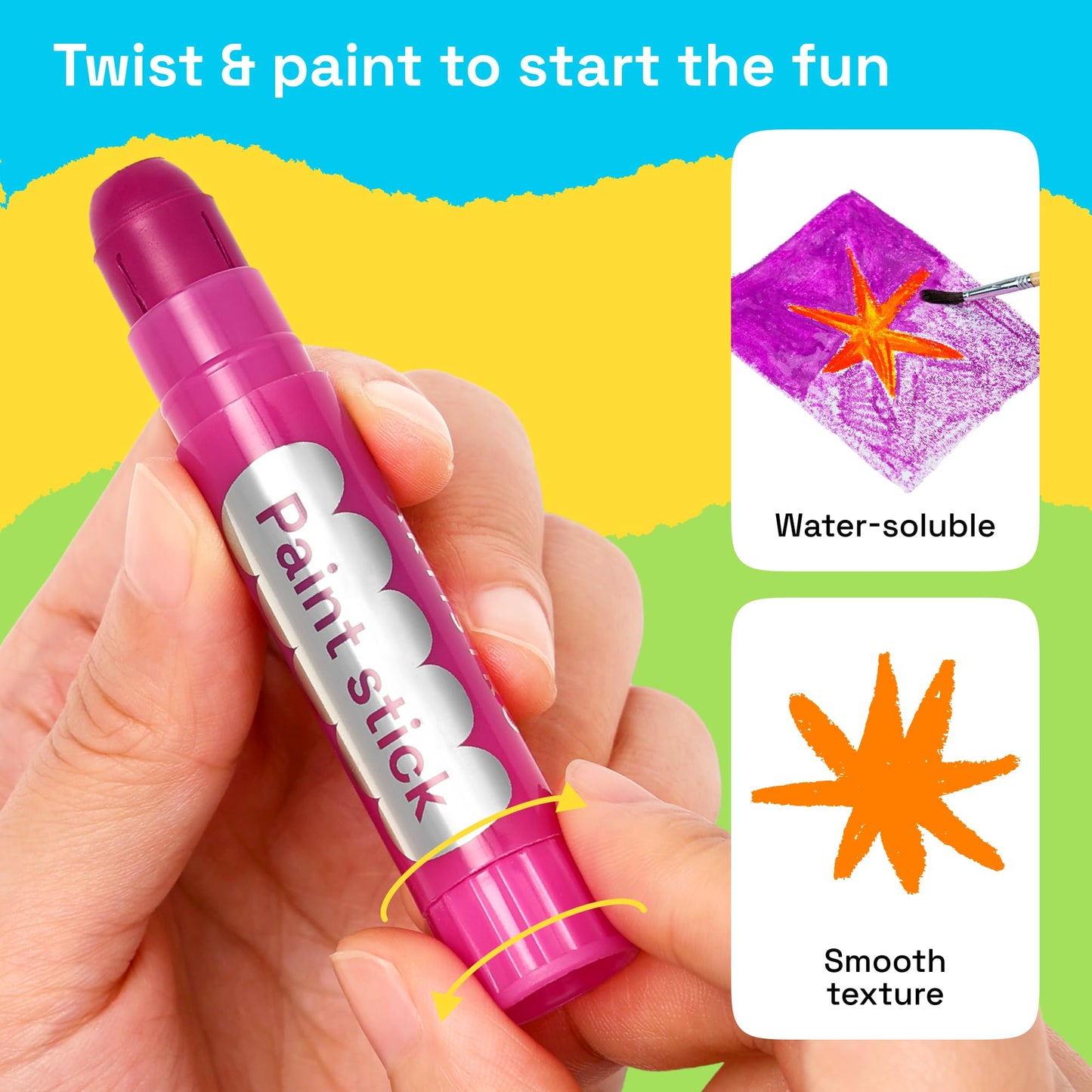 ARTISTRO 100% Washable Tempera Paint Sticks for Kids – 36 Non-Toxic Color Markers