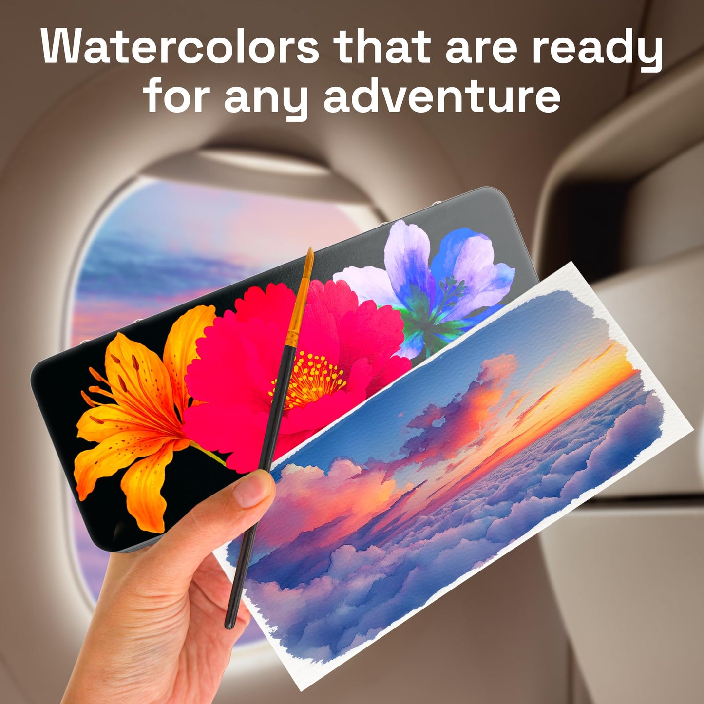 ARTISTRO 100 Colors Watercolor Paint Set - Portable Travel Kit with Palette & Brush Pens