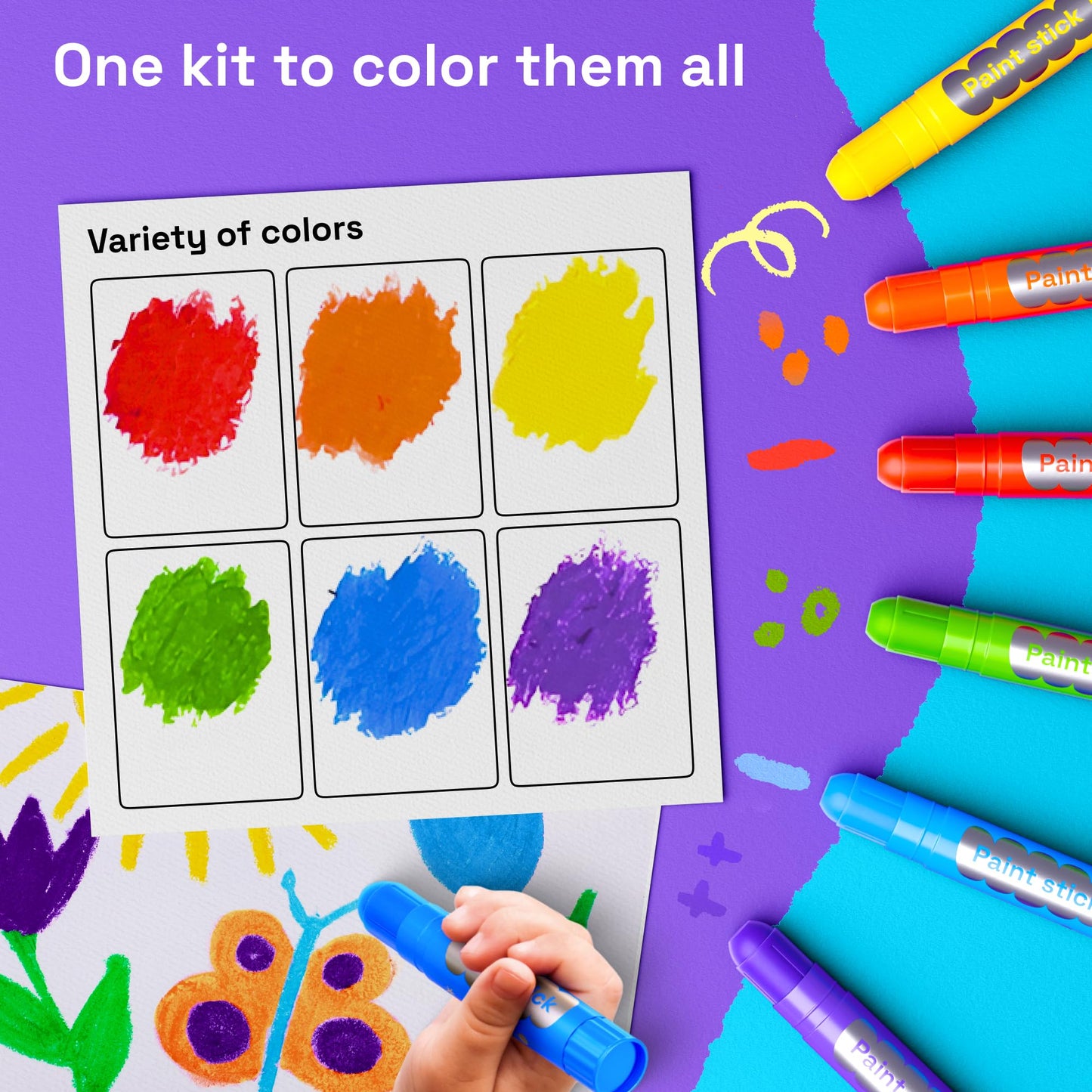 ARTISTRO 100% Washable Tempera Paint Sticks for Kids – 6 Non-Toxic Twist Design Markers