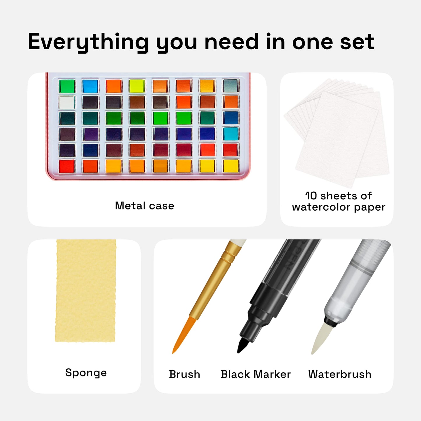ARTISTRO Watercolor Paint Set – 48 Vivid Colors Travel Kit with Metallic & Fluorescent Shades