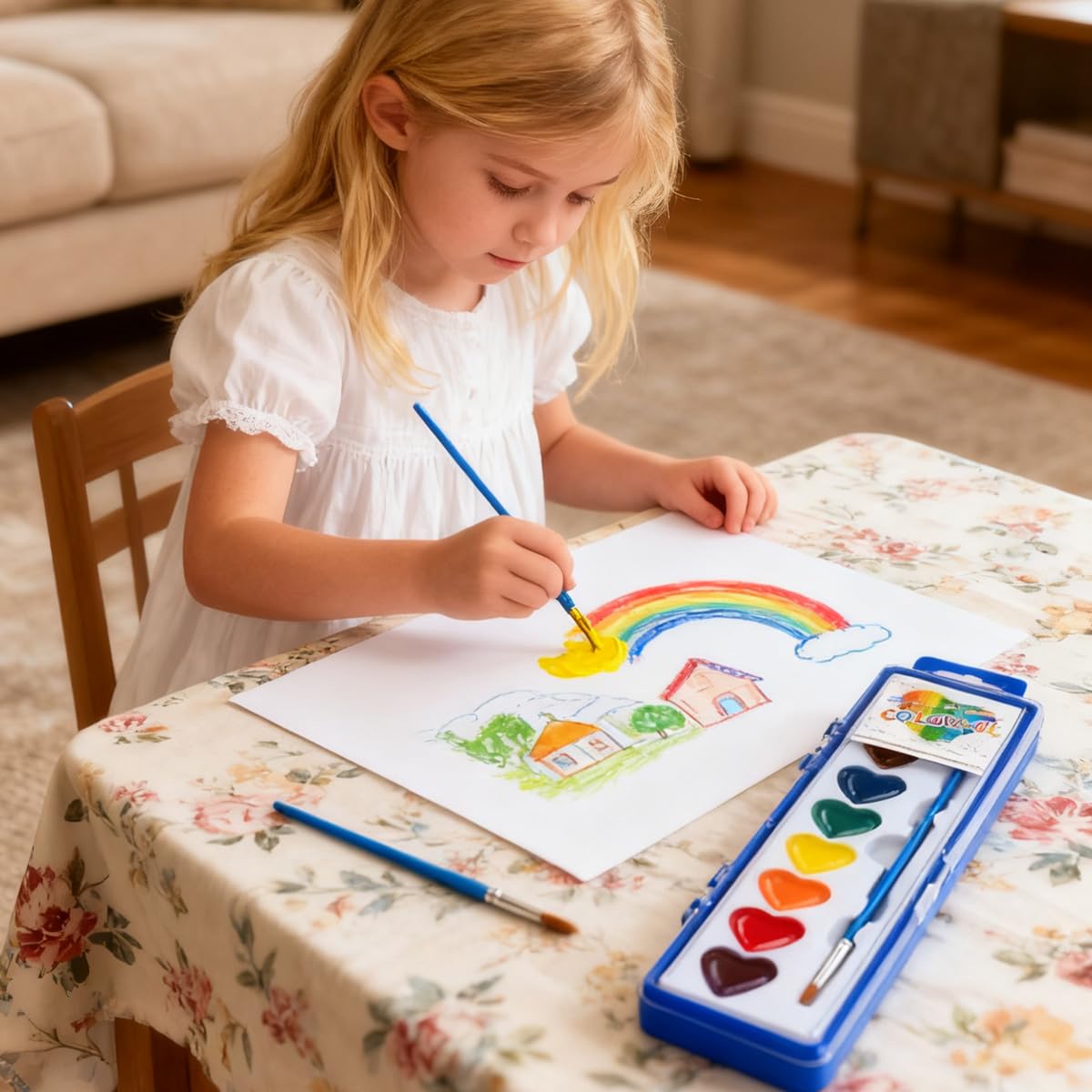 ARTLYMERS 2 Pack Heart Watercolor Paint Sets for Kids – 8 Washable Colors + Brush