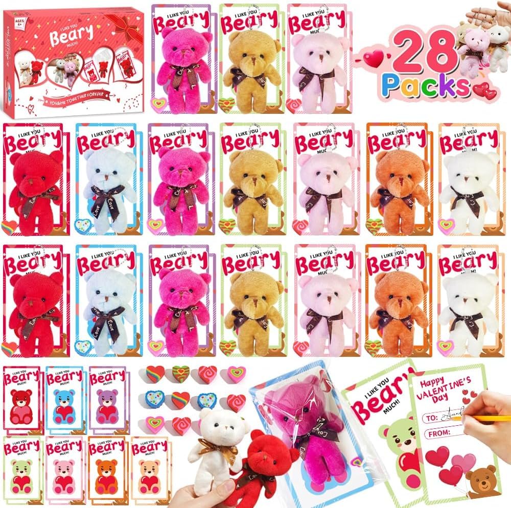 Artnedu 28-Pack Valentines Day Gifts for Kids with Cards – Classroom Exchange Toys & Party Favors
