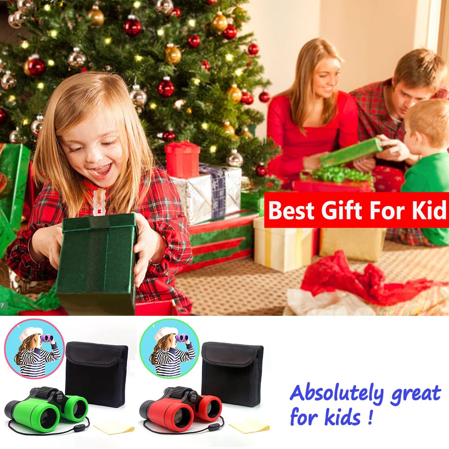 ARTOMIDE Kids Binoculars – Best Gift for 3-12 Year Olds | 4x Magnification, Folding, Shockproof