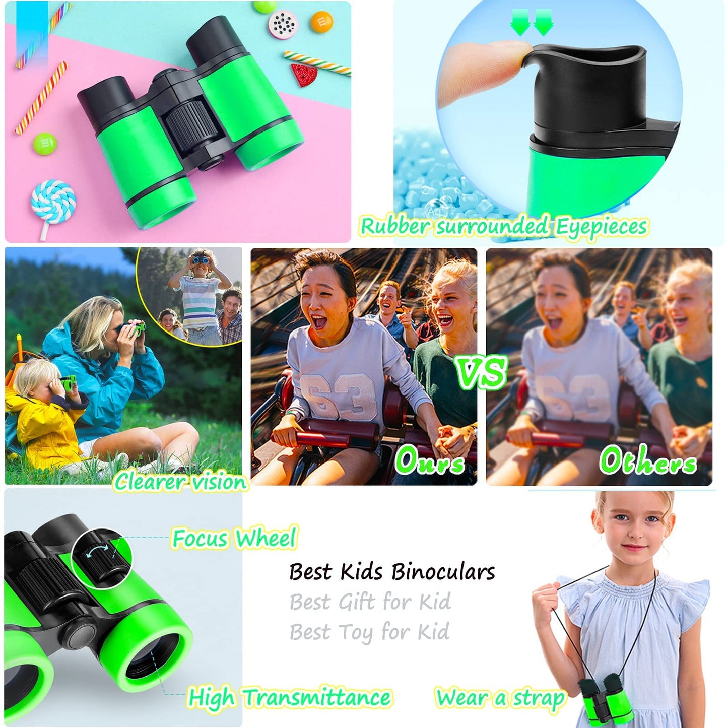 ARTOMIDE Kids Binoculars – Best Gift for 3-12 Year Olds | 4x Magnification, Folding, Shockproof