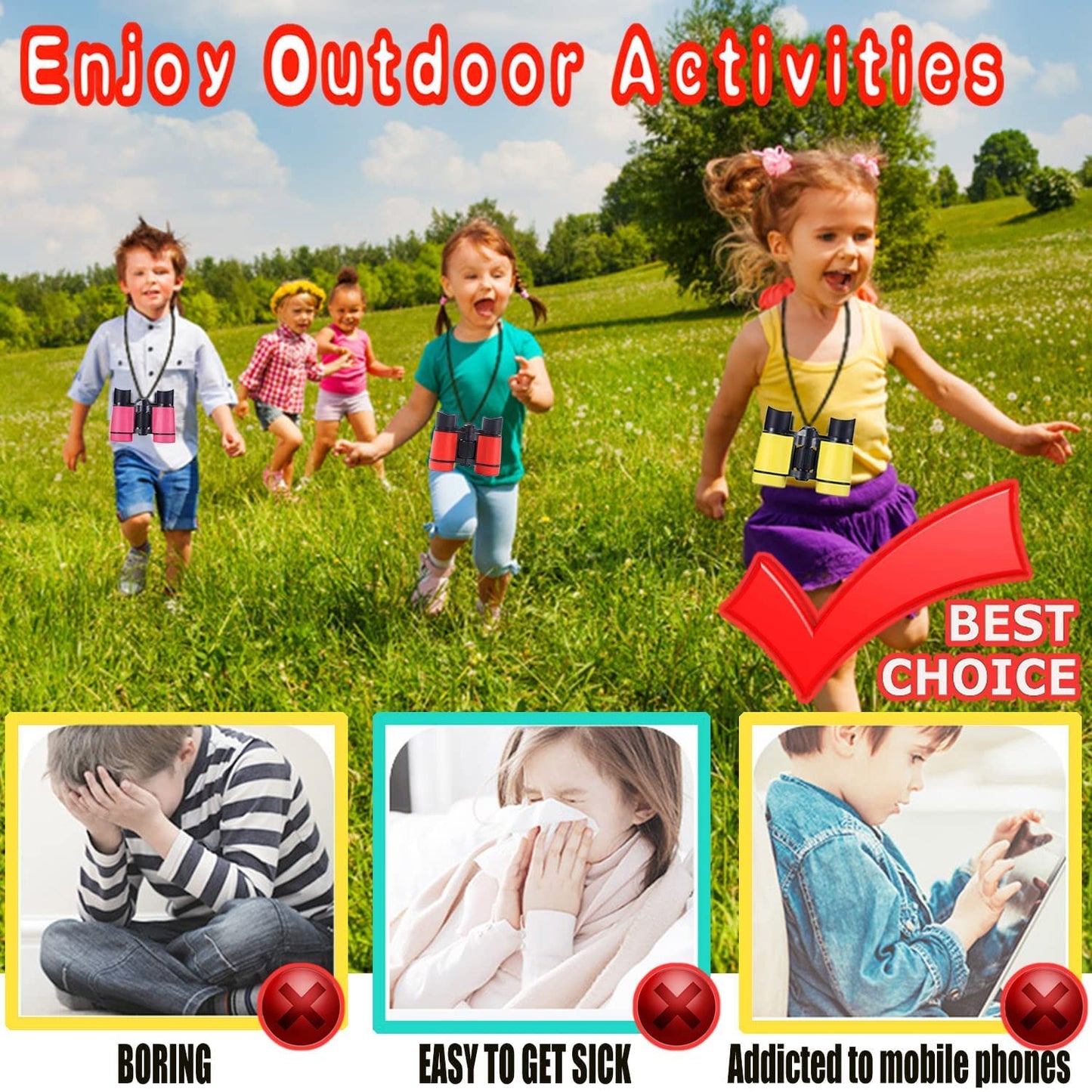 ARTOMIDE Kids Binoculars – Safe Folding 4x30 Mini Binoculars for 3-12 Years