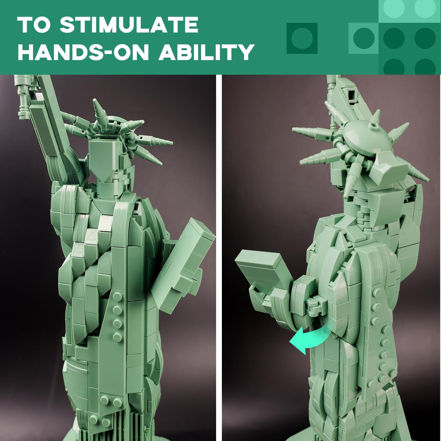 ArtorBricks Statue of Liberty Architecture Model Kit – 1577-Piece Premium Set