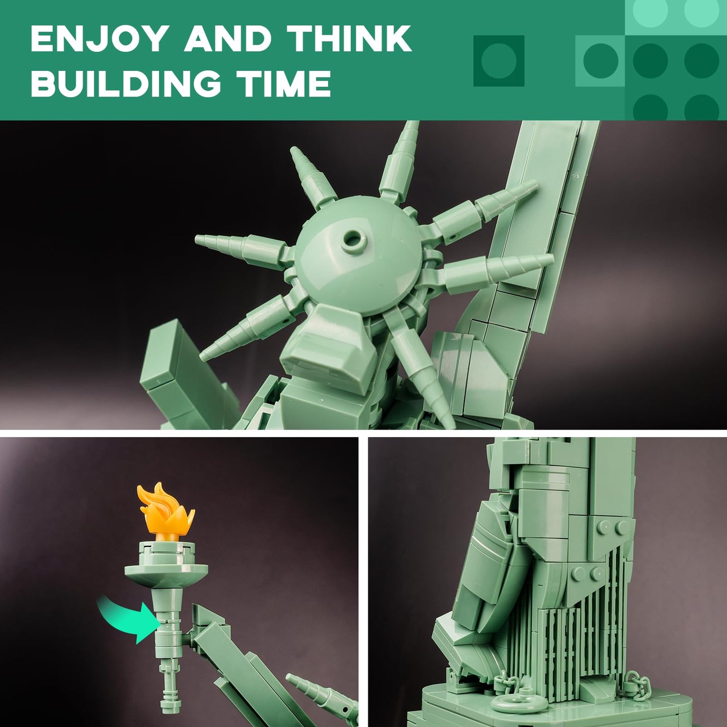 ArtorBricks Statue of Liberty Architecture Model Kit – 1577-Piece Premium Set
