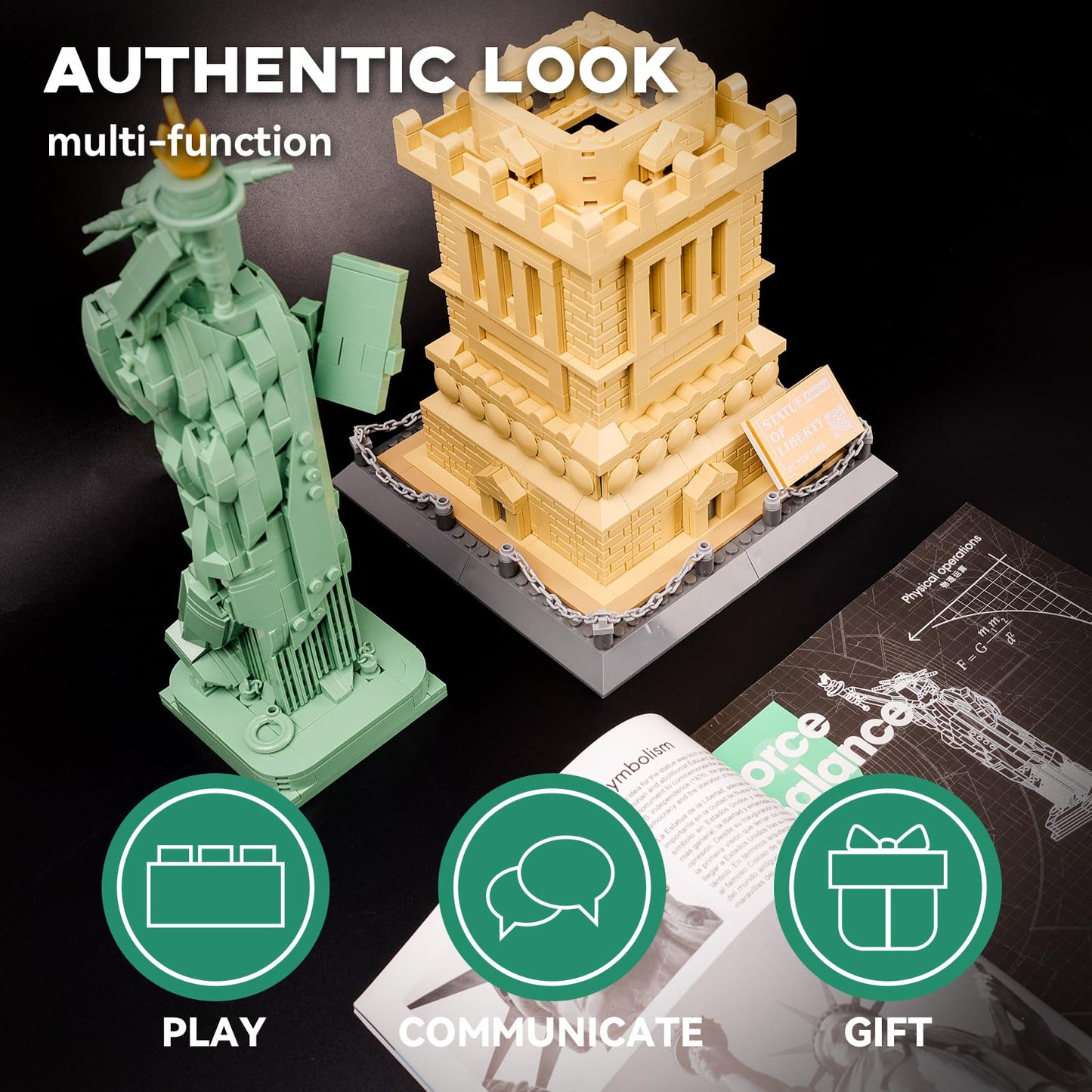 ArtorBricks Statue of Liberty Architecture Model Kit – 1577-Piece Premium Set