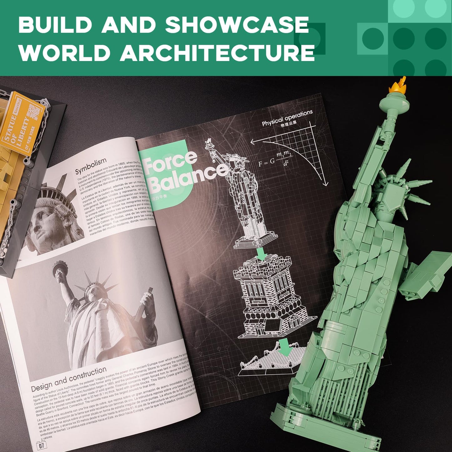 ArtorBricks Statue of Liberty Architecture Model Kit – 1577-Piece Premium Set