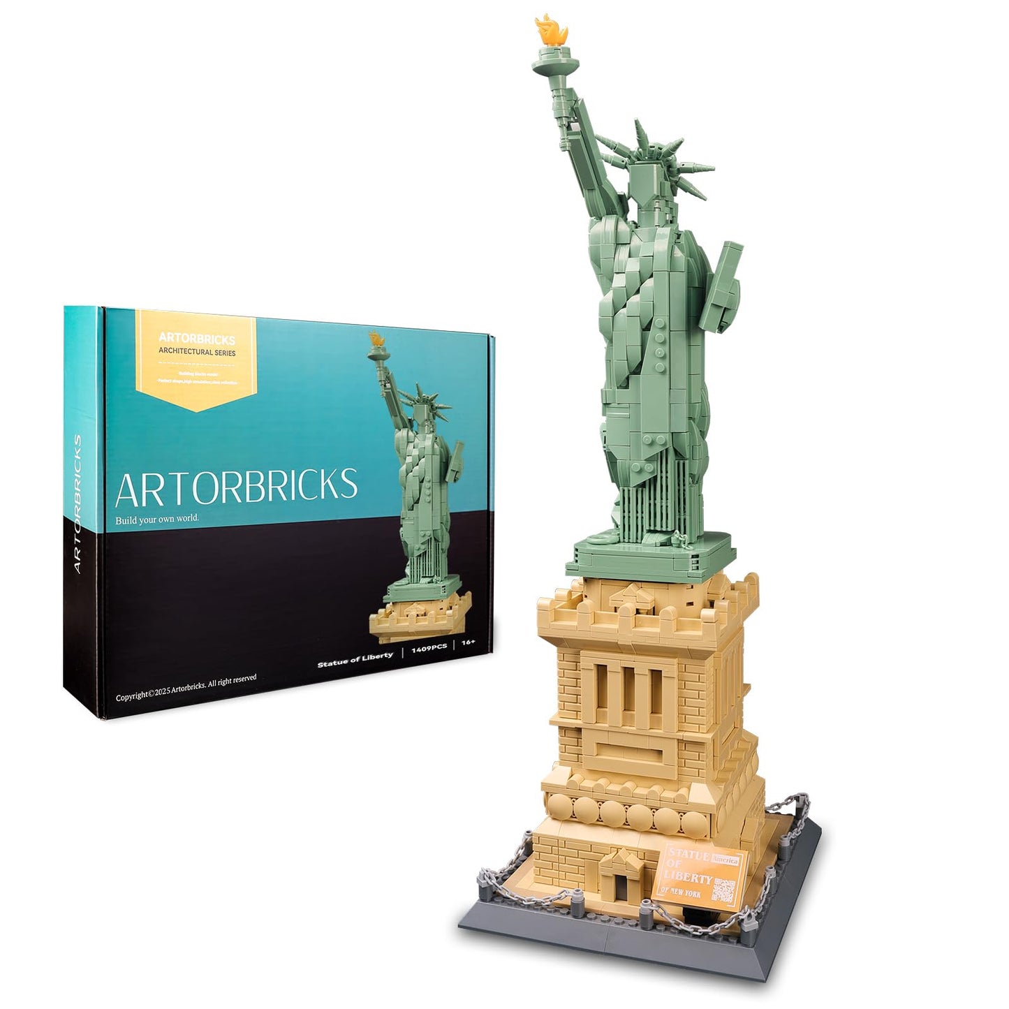 ArtorBricks Statue of Liberty Architecture Model Kit – 1577-Piece Premium Set