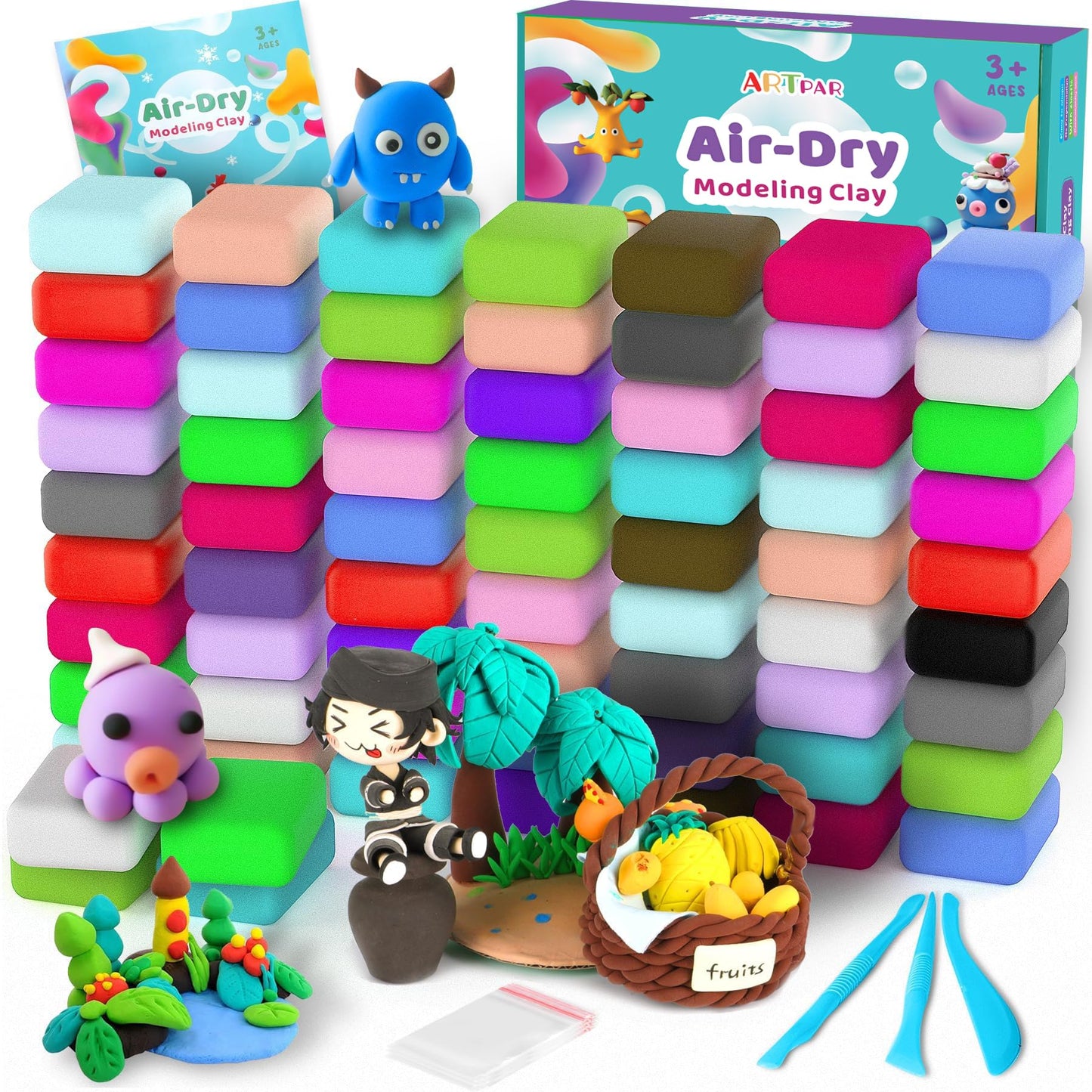 ARTPAR Air Dry Clay 66 Colors – Kids Modeling Clay Kit with Sculpting Tools