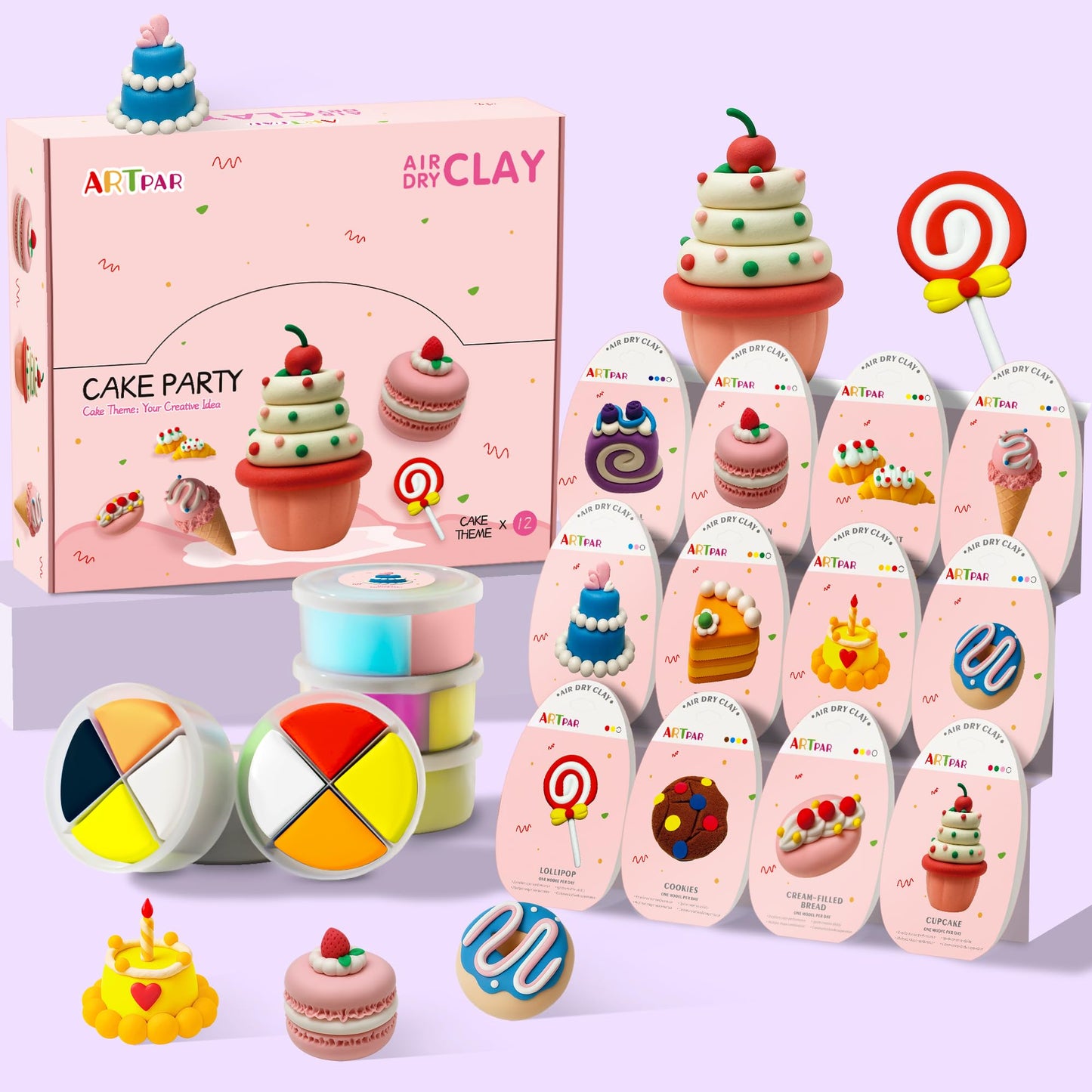 ARTPAR Air Dry Clay Kit for Kids — Ultra Light, Non-Sticky Modeling Set, 12-Box Craft Kit for School & Home