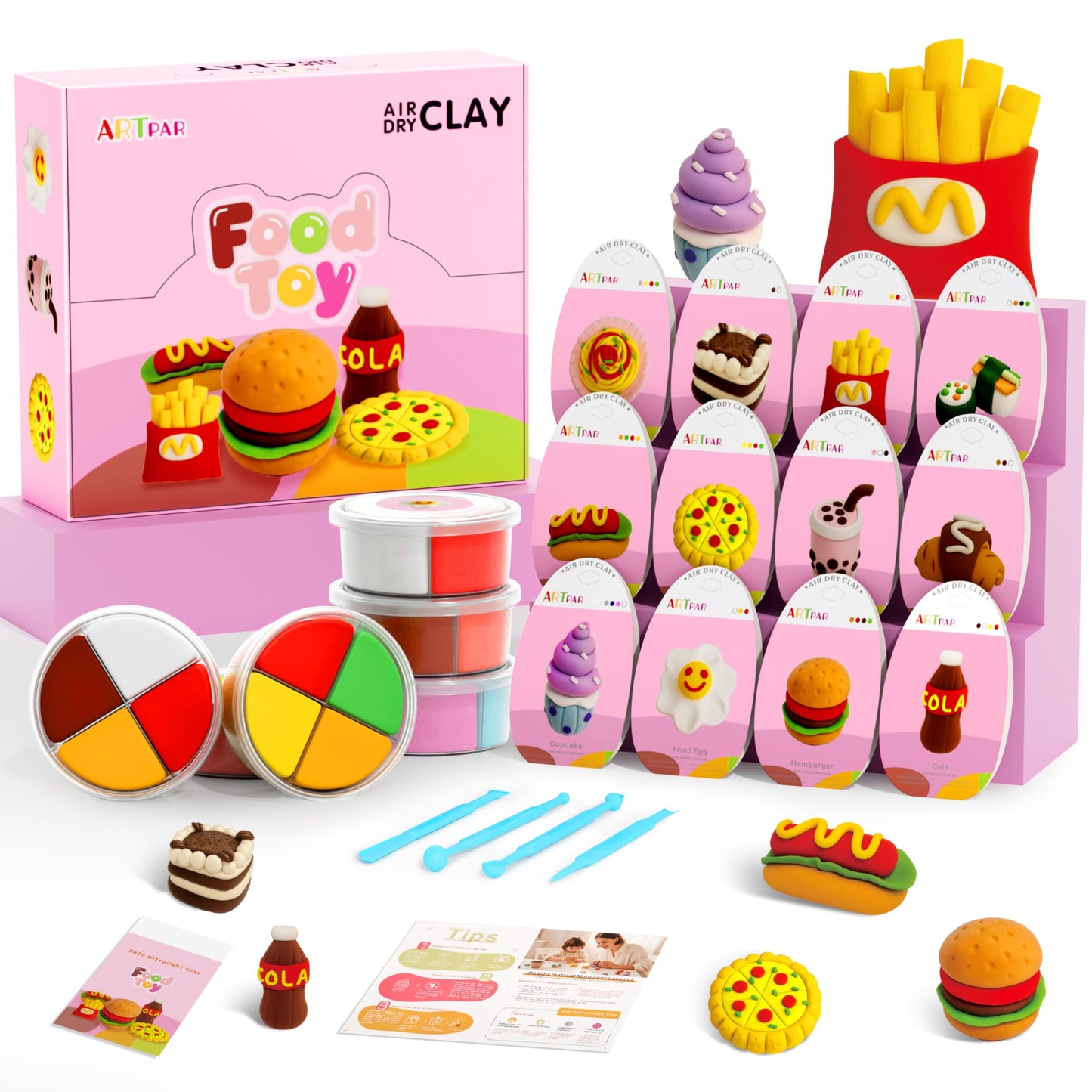ARTPAR Air Dry Clay Kit for Kids – 12-Box Mini Food Crafts, Safe, Ultra Light & Non-Sticky