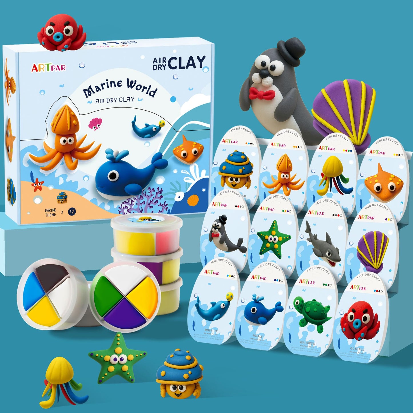 ARTPAR Air-Dry Clay Kit for Kids | 12 Marine Animals & Tools