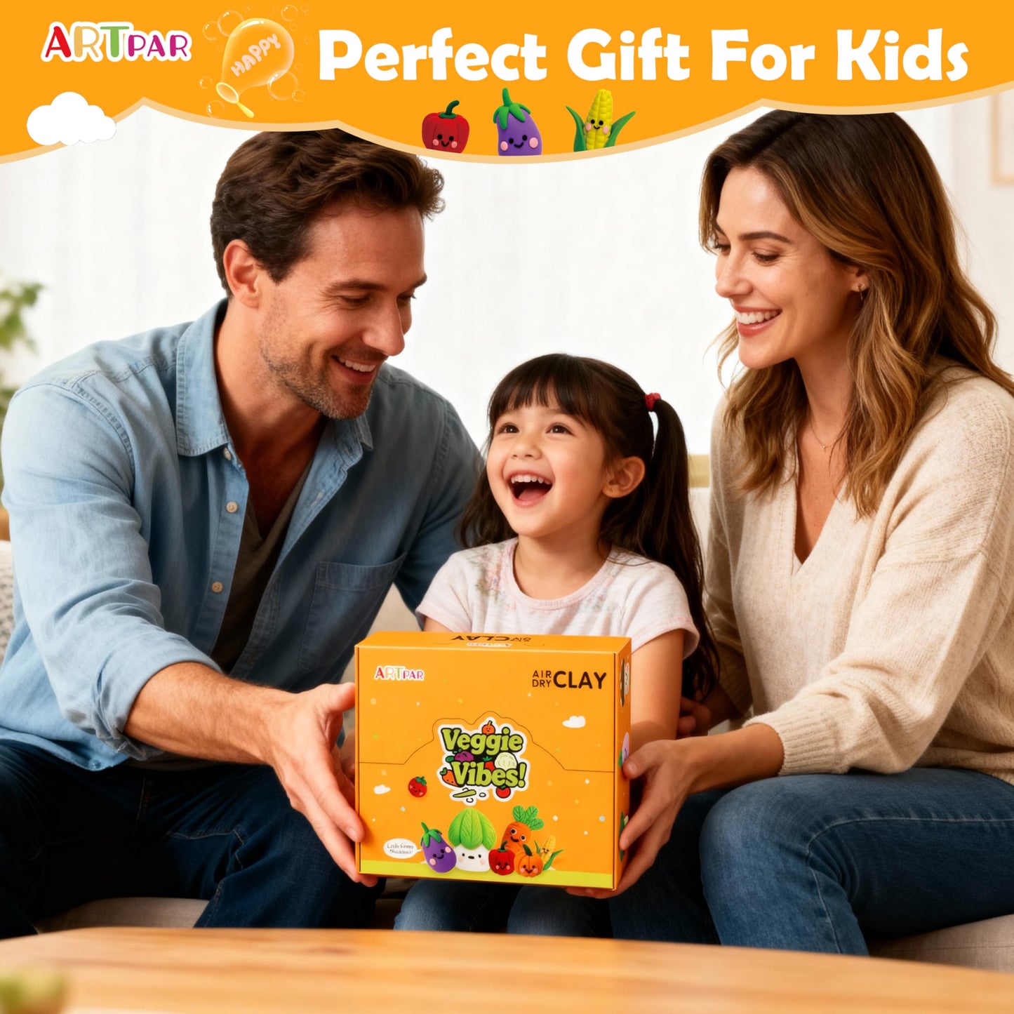 ARTPAR Air Dry Clay Kit for Kids – 12 Vegetable Creations, Non-Sticky Formula, Tools & Tutorials