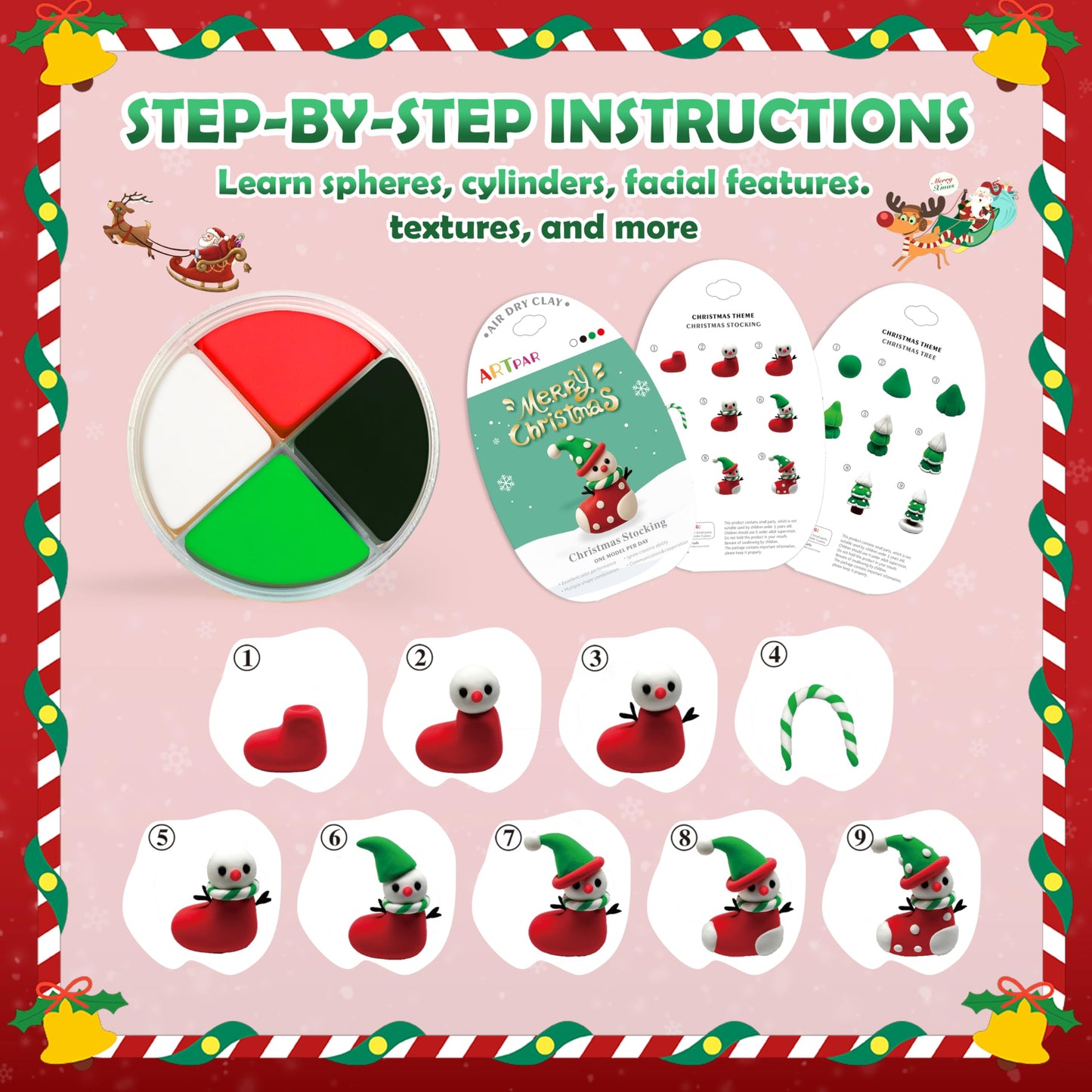 ARTPAR Air Dry Clay Kit for Kids – 12-Box Christmas Craft Set with Tools & Tutorials