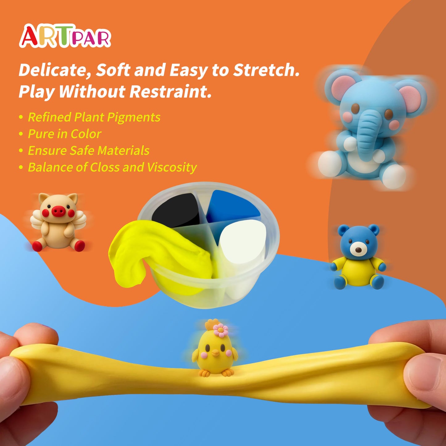 ARTPAR Air Dry Clay Kit for Kids — 12 Animal Models, Non-Stick DIY Art with Tools & Tutorials