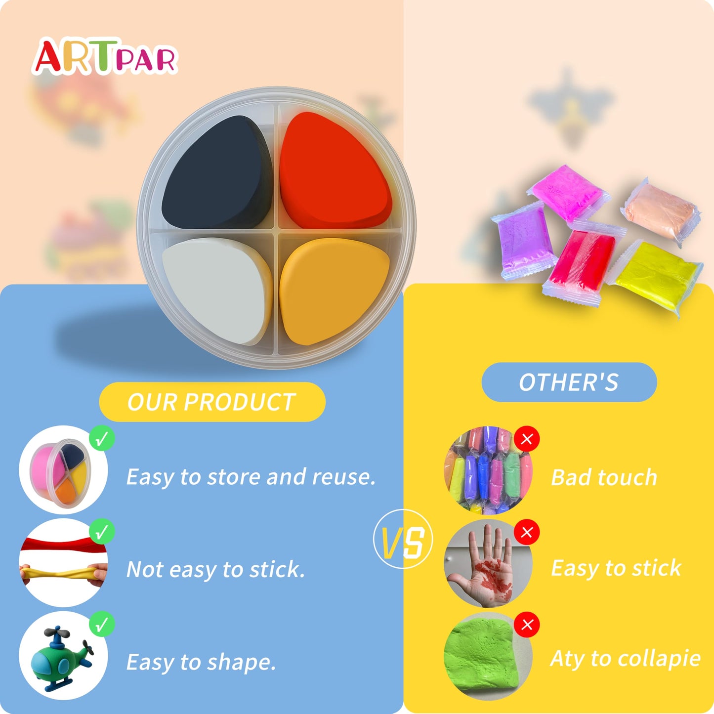 ARTPAR Kids Air Dry Clay Traffic Set – 12 Colors, 4 Tools