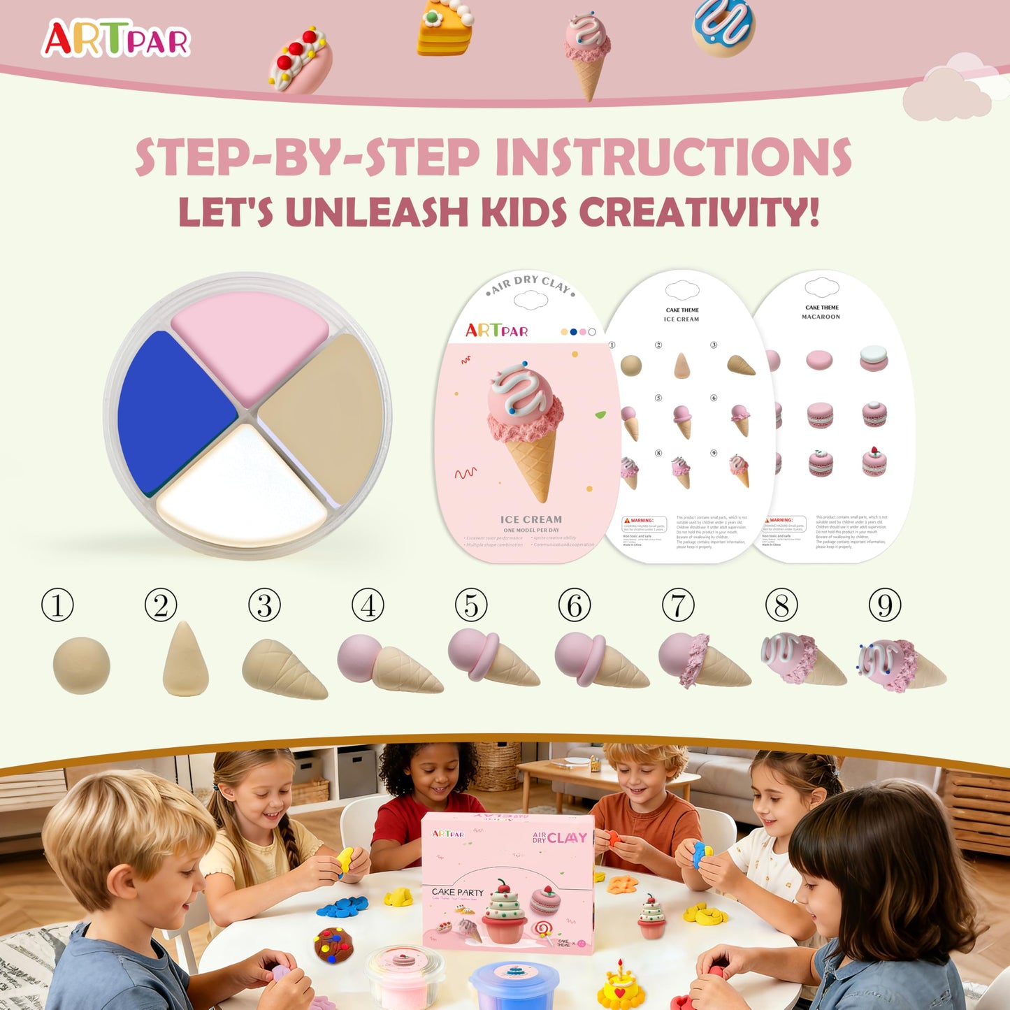 ARTPAR Air Dry Clay Kit for Kids — Ultra Light, Non-Sticky Modeling Set, 12-Box Craft Kit for School & Home