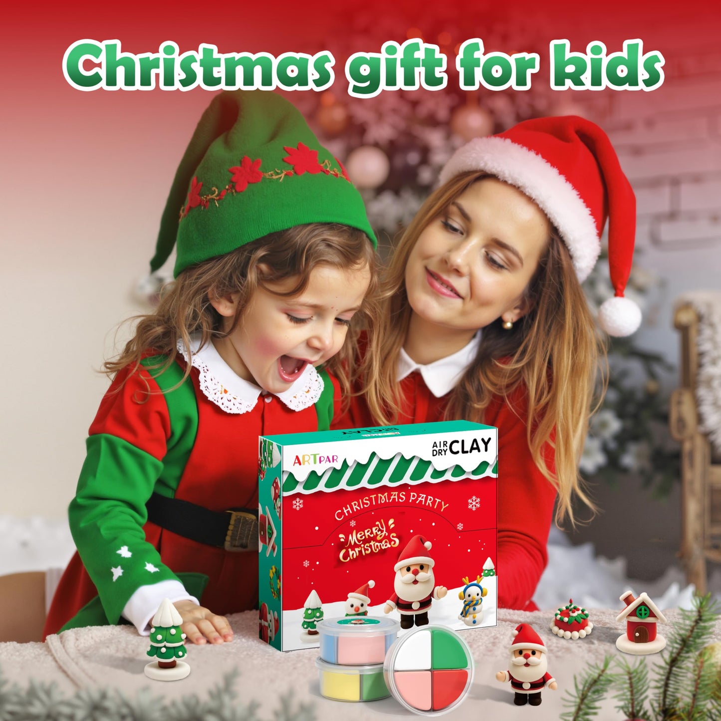 ARTPAR Air Dry Clay Kit for Kids – 12-Box Christmas Craft Set with Tools & Tutorials