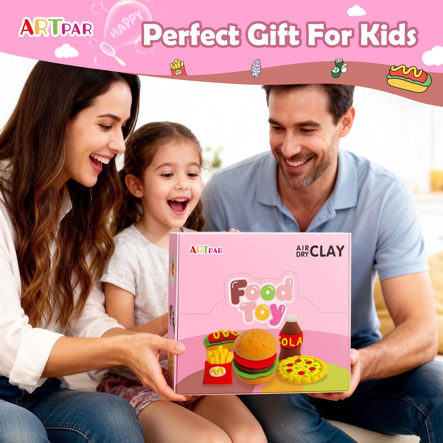 ARTPAR Air Dry Clay Kit for Kids – 12-Box Mini Food Crafts, Safe, Ultra Light & Non-Sticky