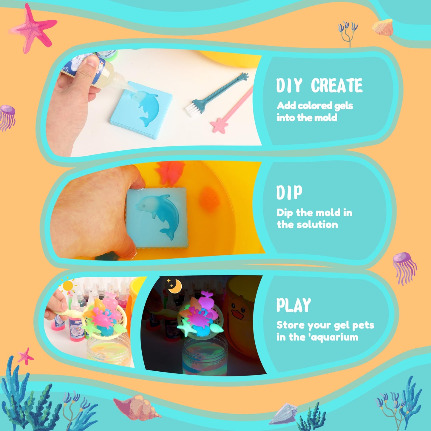 ARTPAR Magic Water Elf Toy Kit – Aqua Fairy DIY Craft Set with 20 Gels & 16 Molds