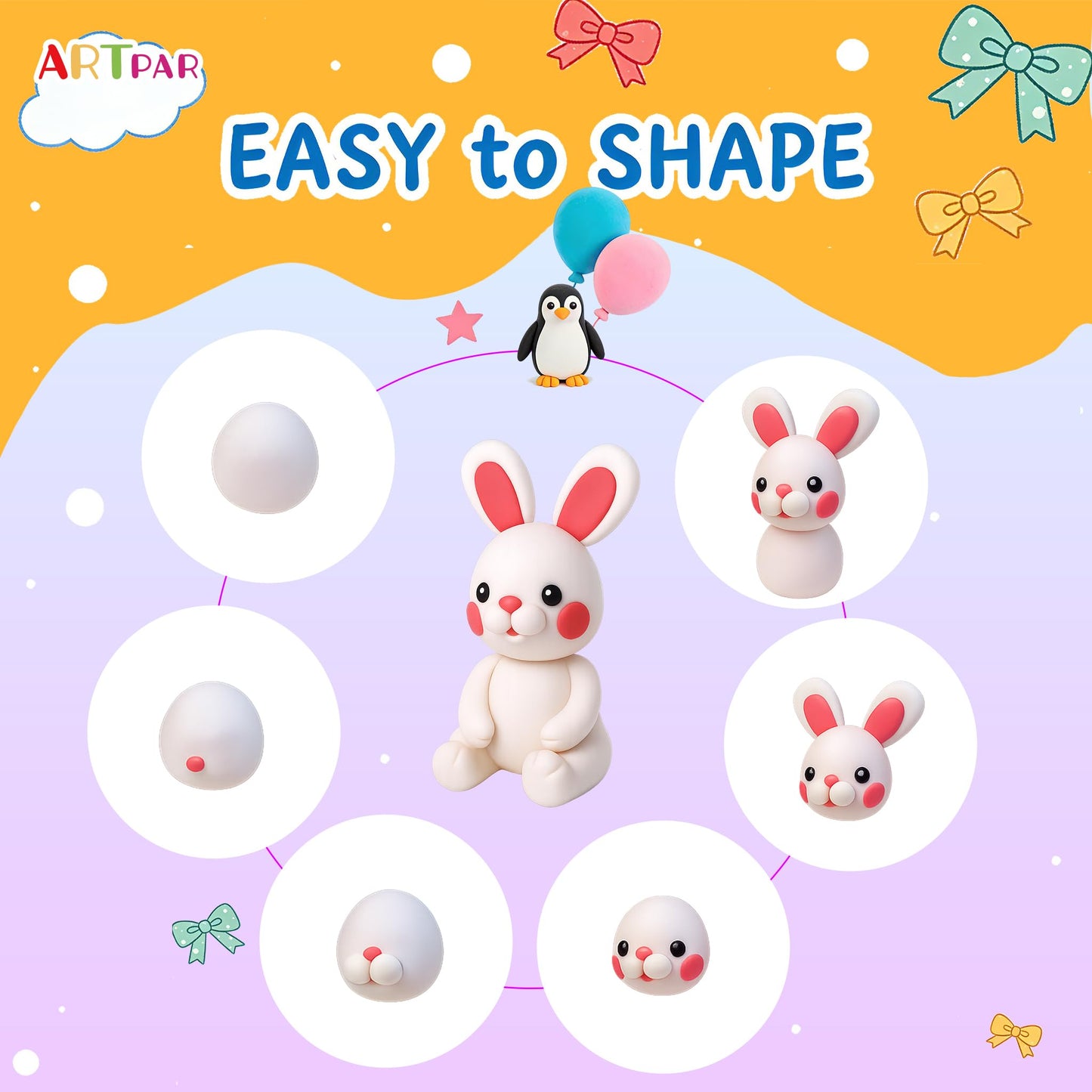ARTPAR 90-Color Air Dry Clay Kit for Kids – Soft, Non-Sticky Modeling Clay with Tools
