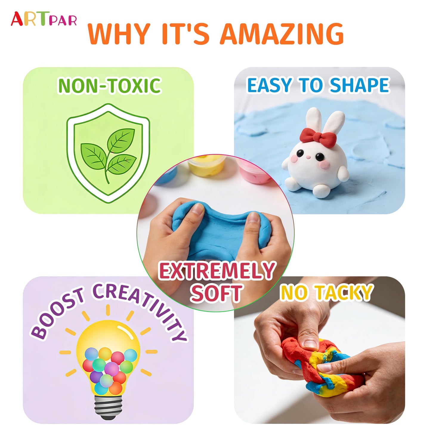 ARTPAR Air Dry Clay 66 Colors – Kids Modeling Clay Kit with Sculpting Tools