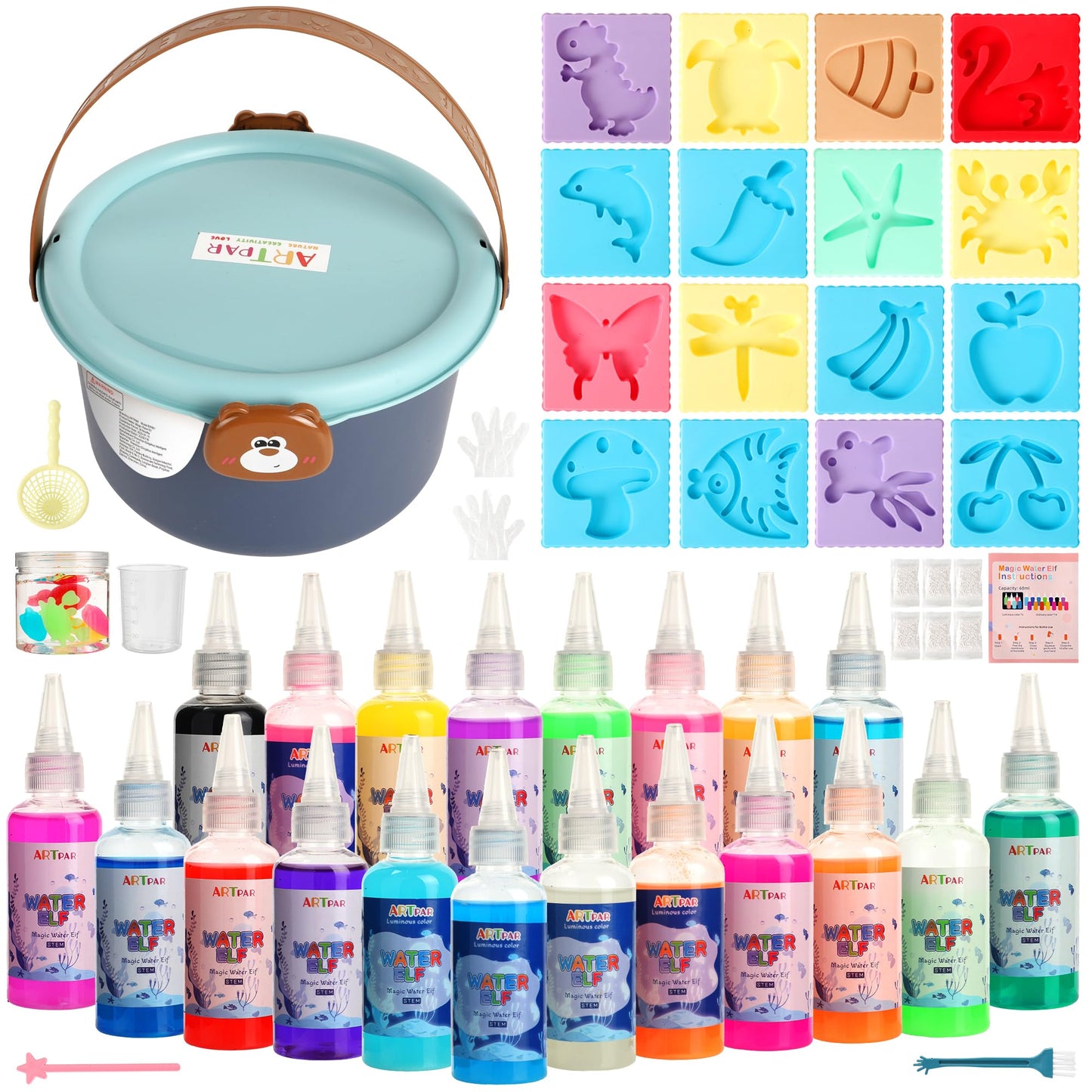 ARTPAR Magic Water Elf — 20 Colors Aqua Fairy Water Gel Kit for Kids | Create Water Pets & Glow Toys