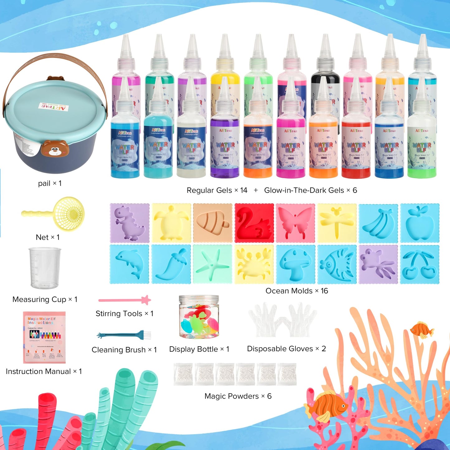 ARTPAR Magic Water Elf — 20 Colors Aqua Fairy Water Gel Kit for Kids | Create Water Pets & Glow Toys