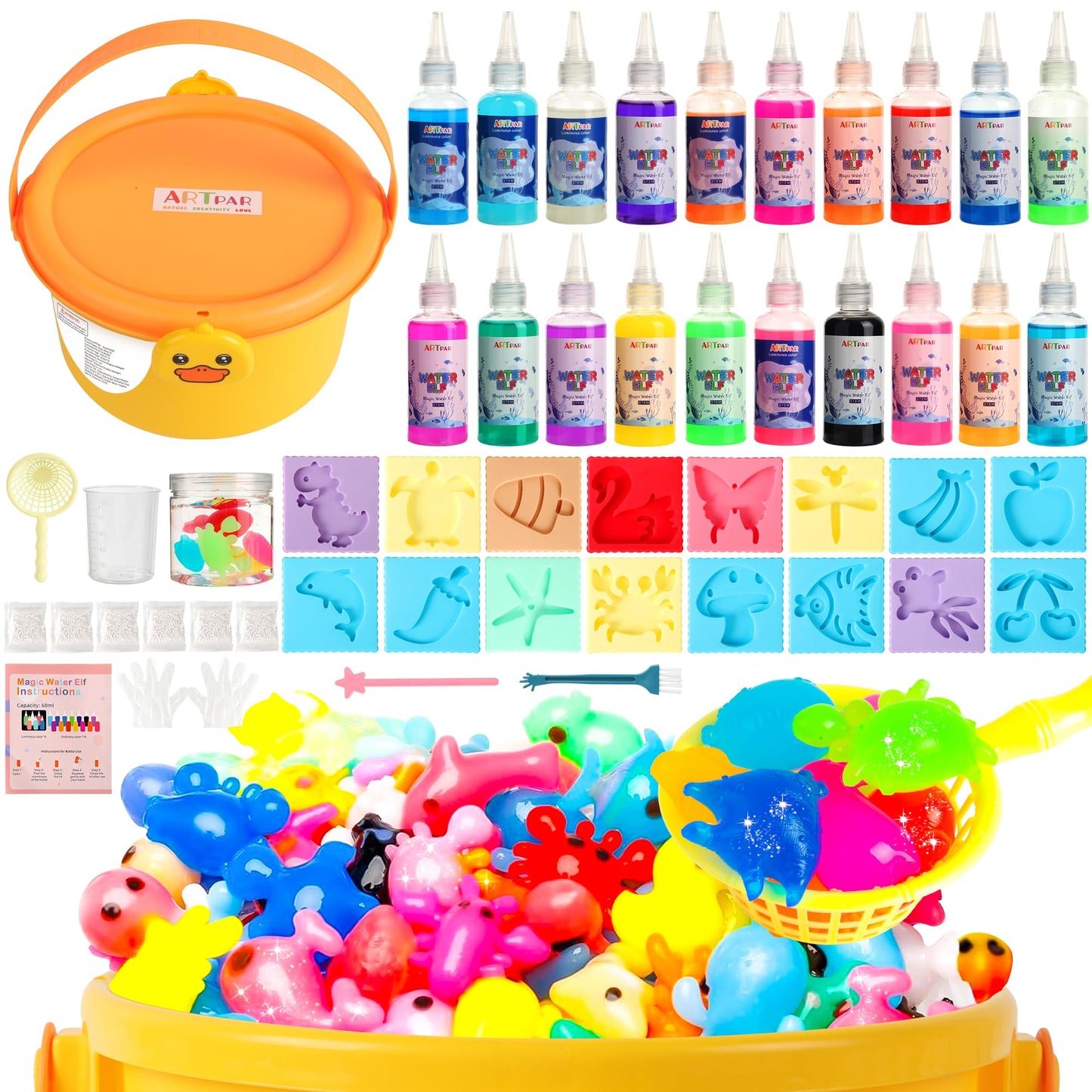 ARTPAR Magic Water Elf Toy Kit – Aqua Fairy DIY Craft Set with 20 Gels & 16 Molds