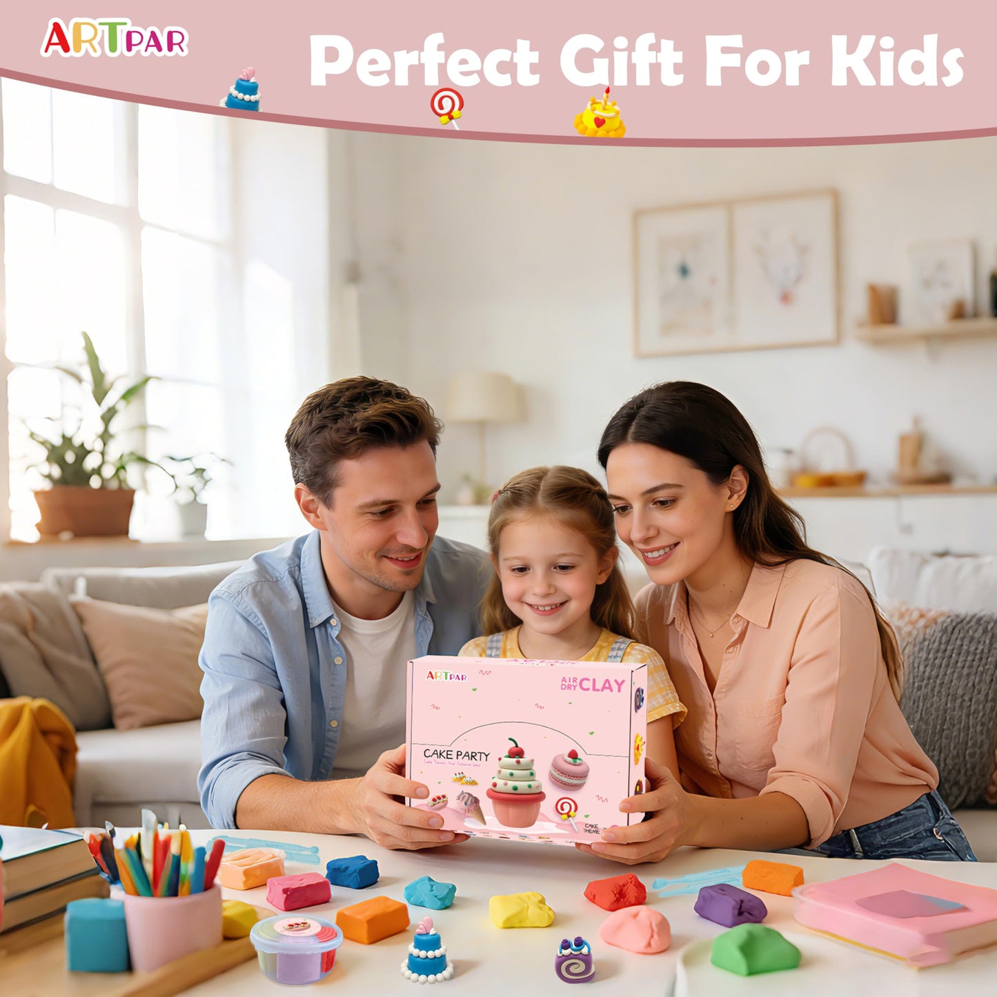 ARTPAR Air Dry Clay Kit for Kids — Ultra Light, Non-Sticky Modeling Set, 12-Box Craft Kit for School & Home