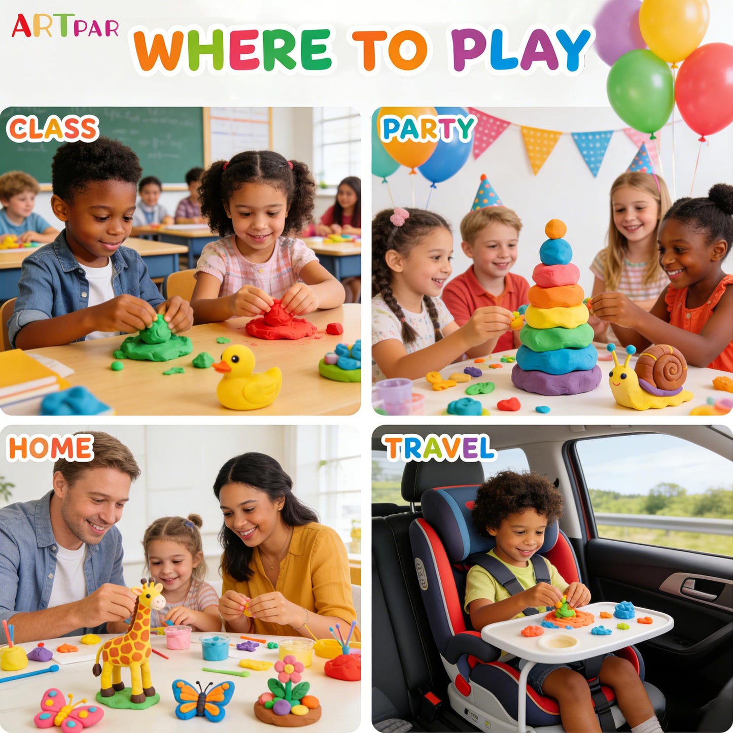 ARTPAR Air Dry Clay 66 Colors – Kids Modeling Clay Kit with Sculpting Tools