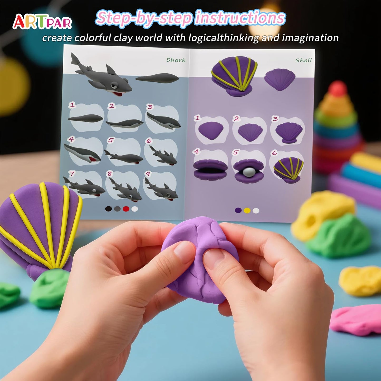 ARTPAR Air-Dry Clay Kit for Kids | 12 Marine Animals & Tools