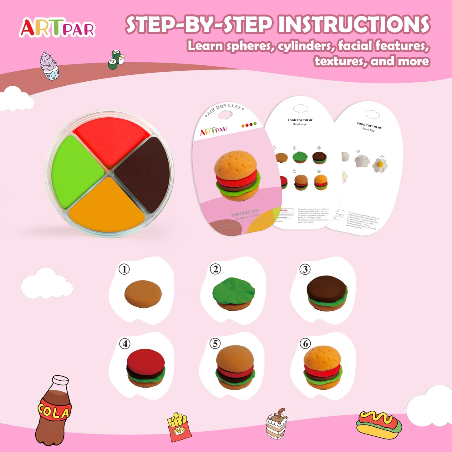 ARTPAR Air Dry Clay Kit for Kids – 12-Box Mini Food Crafts, Safe, Ultra Light & Non-Sticky