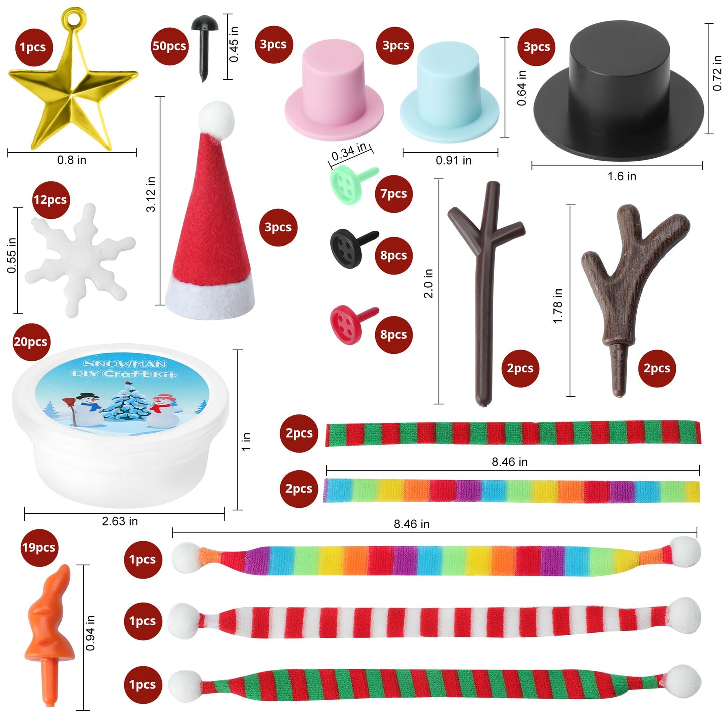 ARTPAR 20 Pack Modeling Clay Snowman Kit – Air-Dry Snowman Crafts for Kids
