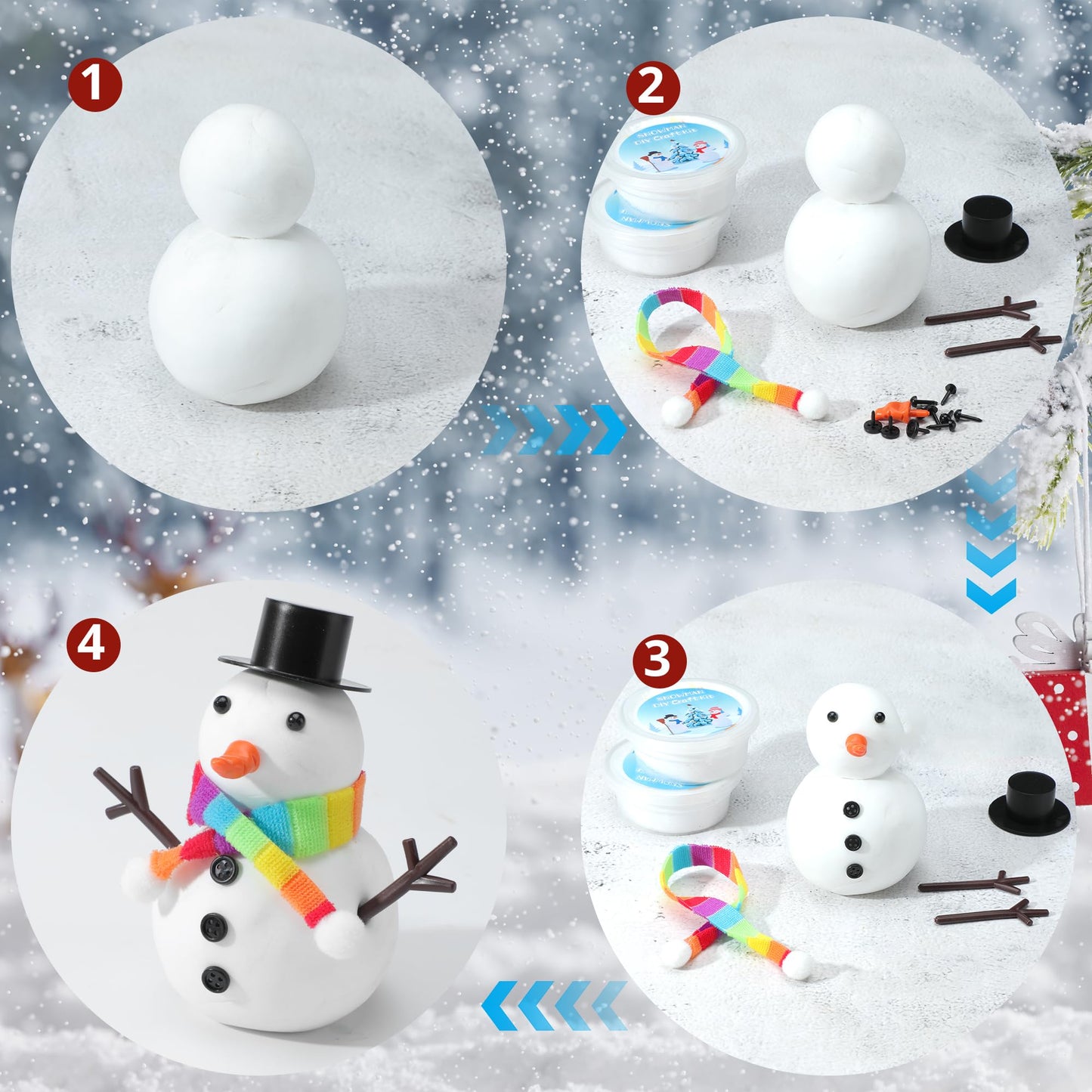 ARTPAR 20 Pack Modeling Clay Snowman Kit – Air-Dry Snowman Crafts for Kids