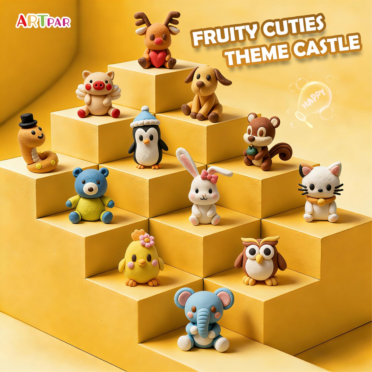 ARTPAR Air Dry Clay Kit for Kids — 12 Animal Models, Non-Stick DIY Art with Tools & Tutorials