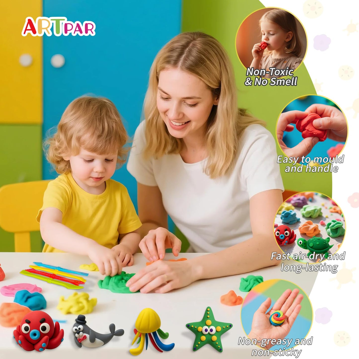 ARTPAR Air-Dry Clay Kit for Kids | 12 Marine Animals & Tools