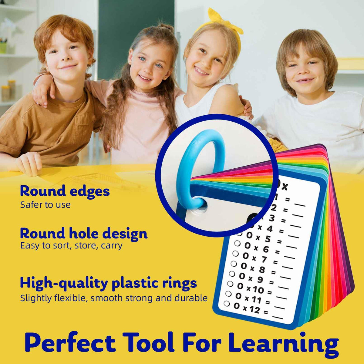 Artreeiger 28 Multiplication Flash Cards 0-12 – Large Size 3.15x5.52 in, Dry Erase Pens, Rings & Charts