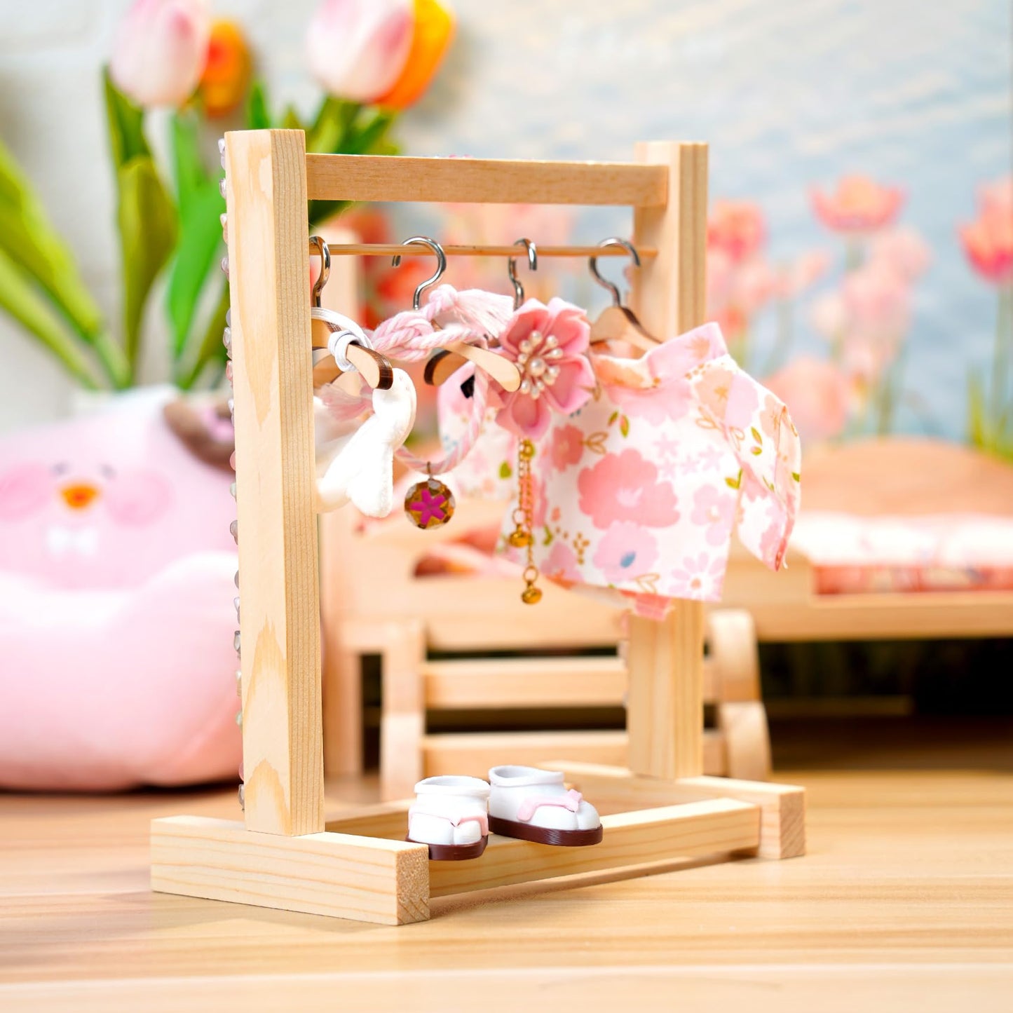 ARTST 17cm Doll Kimono Set for 6.7-inch Dolls – Flower Hairbow, Pink Kimono & Accessories