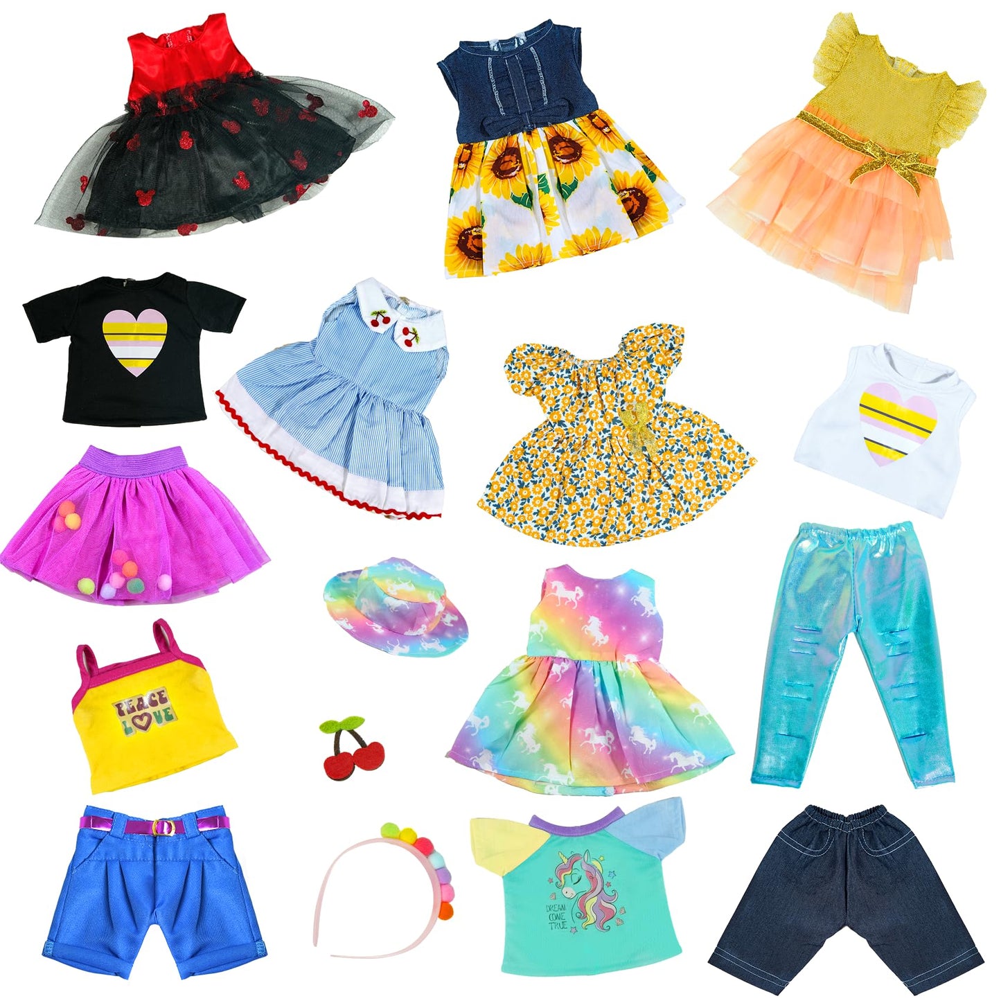 ARTST American 18-Inch Doll Clothes Set – 10 Outfits & Accessories for 18-Inch Dolls