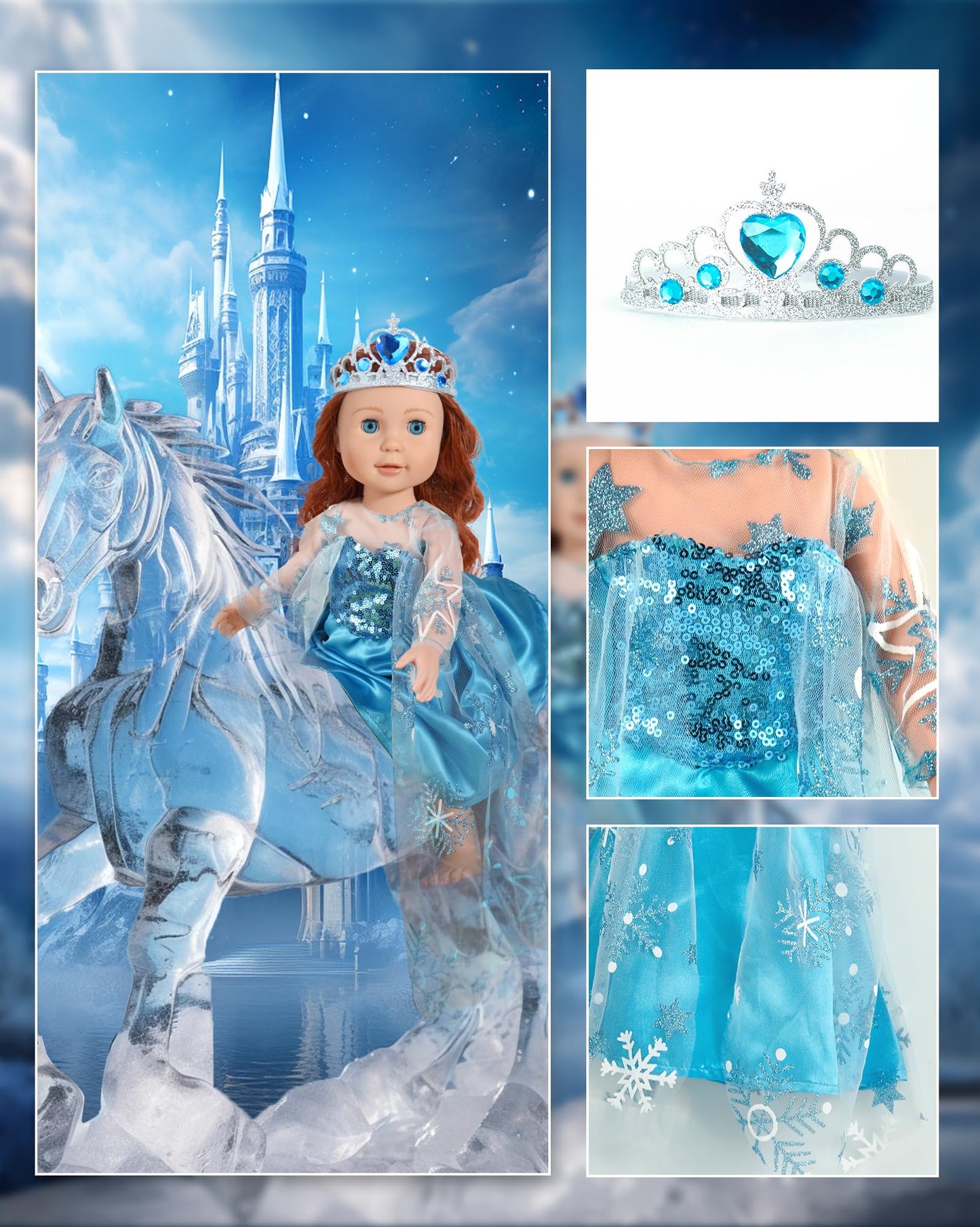 ARTST 18-Inch Doll Clothes Set: 6 Princess Dresses & 2 Crowns for 18-Inch Dolls
