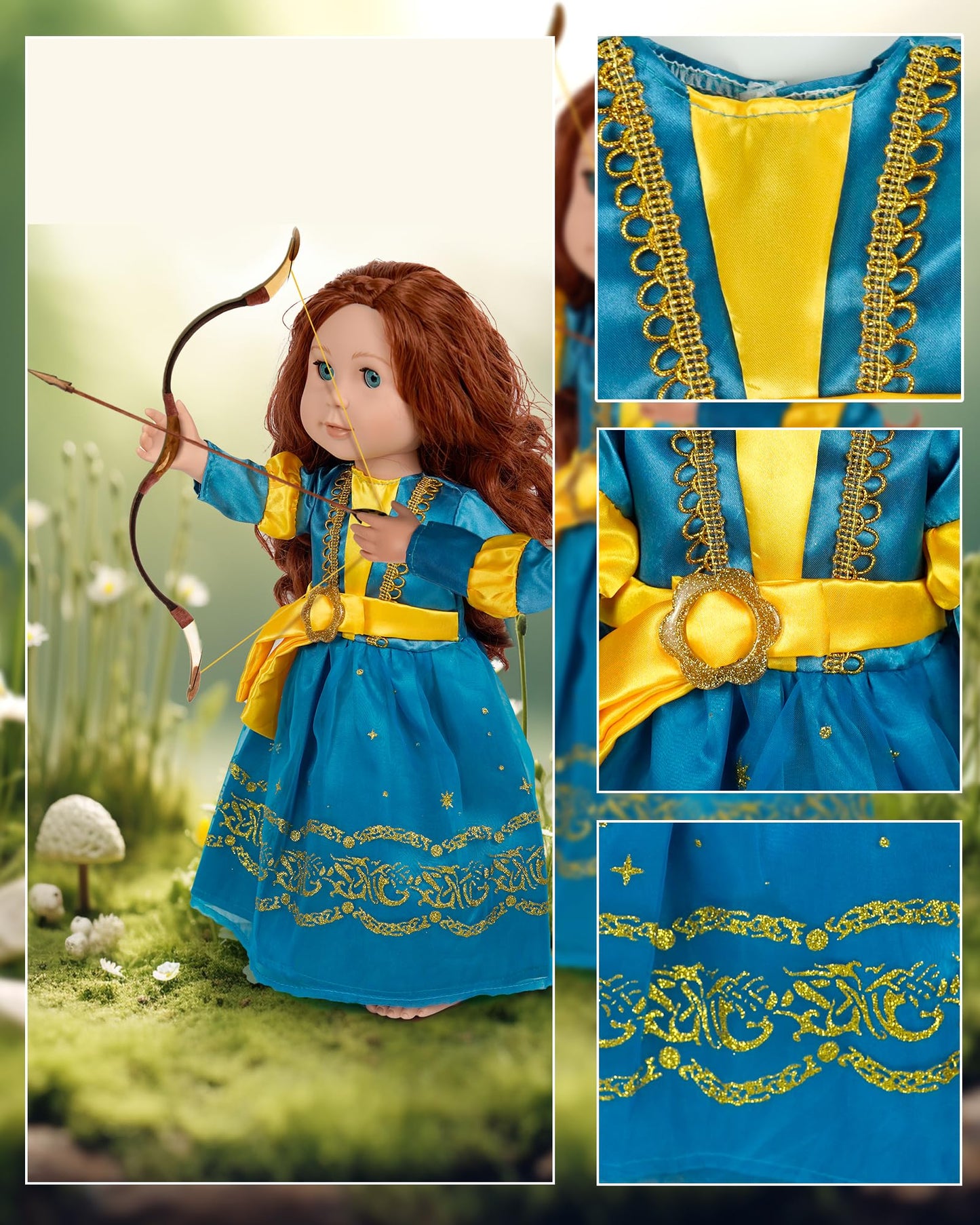 ARTST 18-Inch Doll Clothes Set: 6 Princess Dresses & 2 Crowns for 18-Inch Dolls