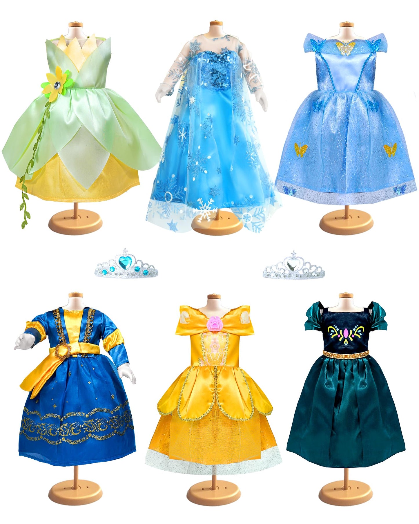 ARTST 18-Inch Doll Clothes Set: 6 Princess Dresses & 2 Crowns for 18-Inch Dolls